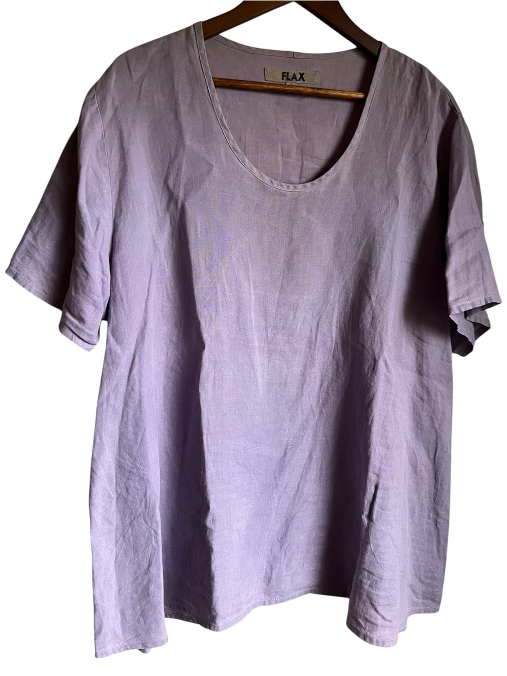 FLAX Jeanne Engelhart Oversized Shirt Womens Large Linen Short Sleeve Lagenlook